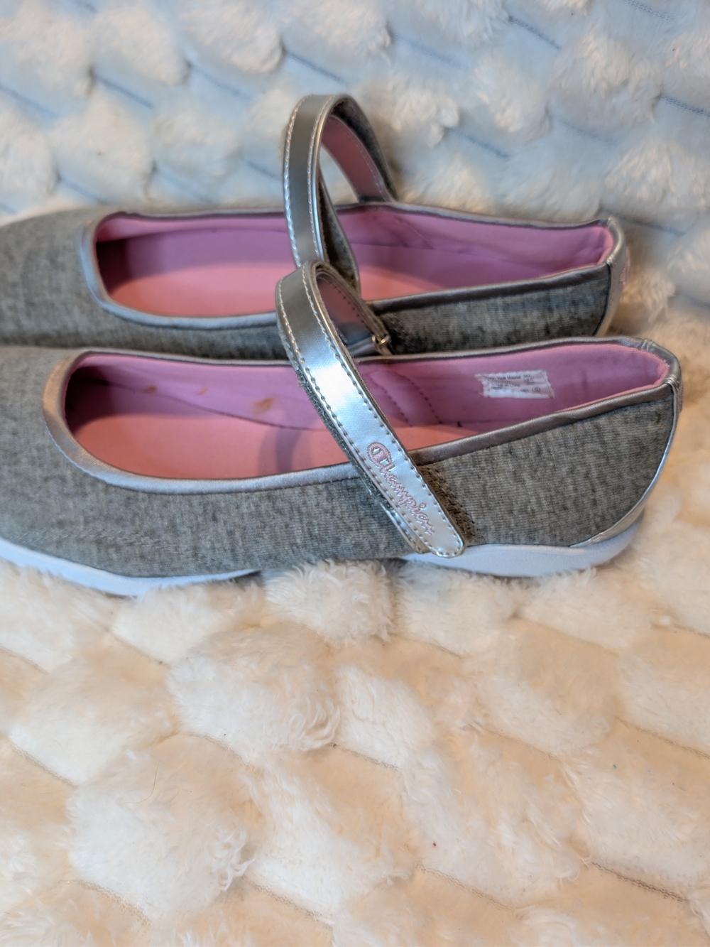 Champion Heather Gray & Pink Mary Jane Athletic Slip On Sneakers Women's Size 8